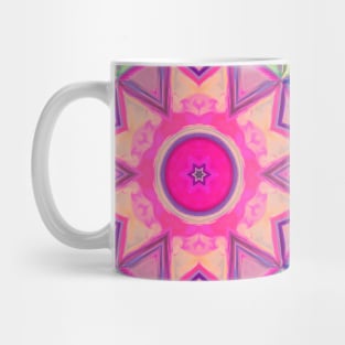 Mosaic Kaleidoscope Flower Pink Yellow and Blue Mug